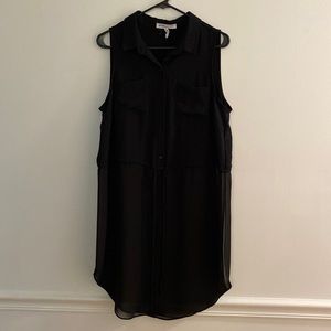 Coverup or long tunic! Black, sheer bottom half!